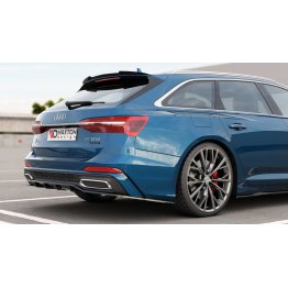 Накладка сплиттер на задний бампер Вариант 2 на Audi A6 C8 Avant S-Line